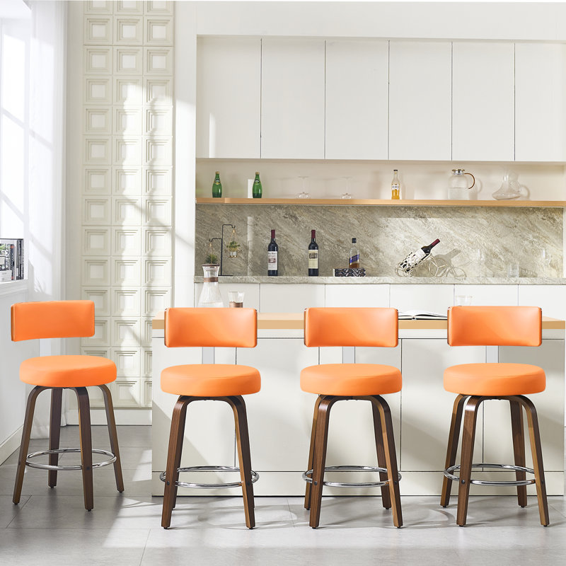 Swivel Upholsered Counter & Bar Stool, Counter Stool (26" Seat Height), Orange