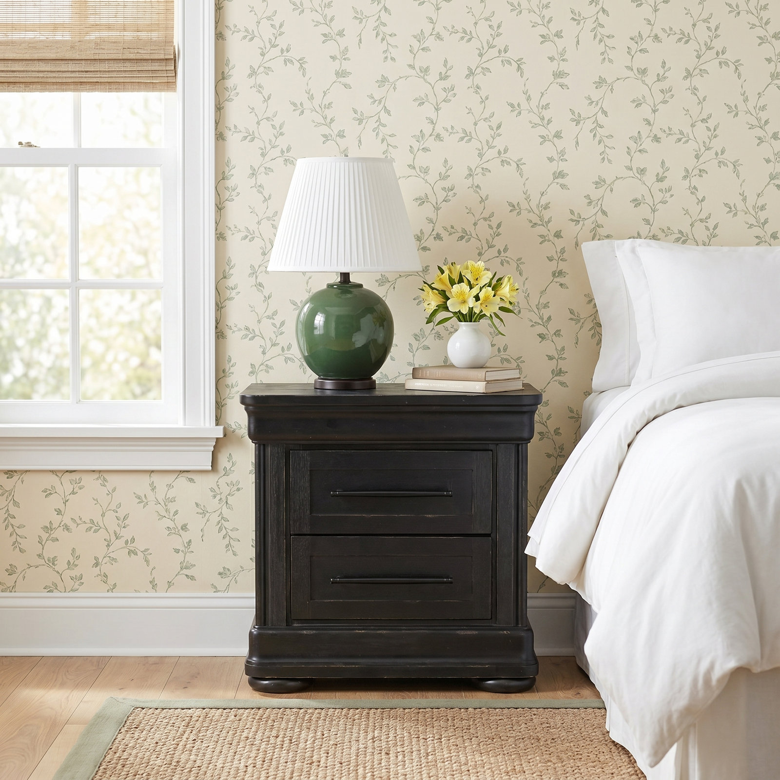 Country Living 2-Drawer Nightstand, Black