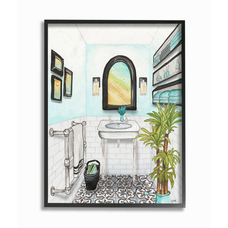 «Bathroom», reproduction, H 20 po x l 16 po x P 1,5 po, Giclée encadrée noir minuit