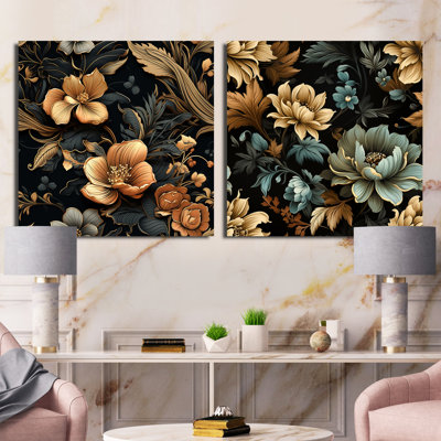 Verrill - Ensemble de 2 collages floraux carrés
