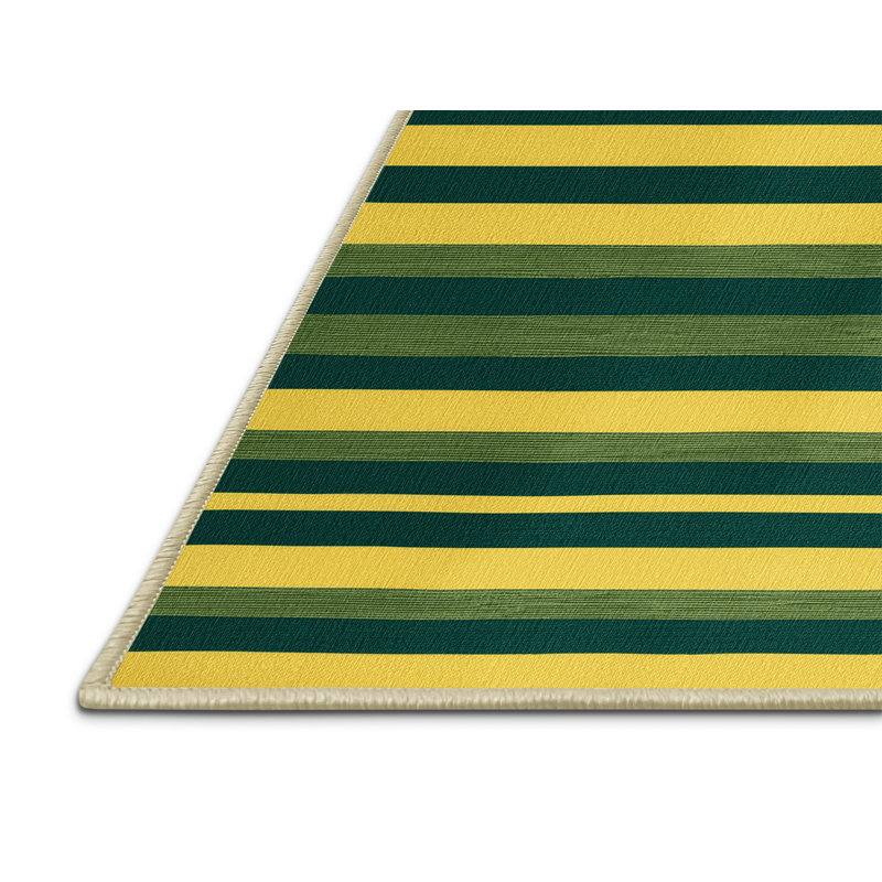 Tapis jaune à rayures horizontales lavable à la machine, Tapis de couloir 2 pi x 4 pi