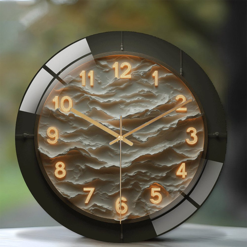 Modern Wall Clock in Artistic Abstract Design Art - 12'' Modern Glass Wall Clock