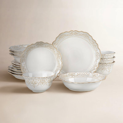 16-Piece Embossed Dinnerware Set