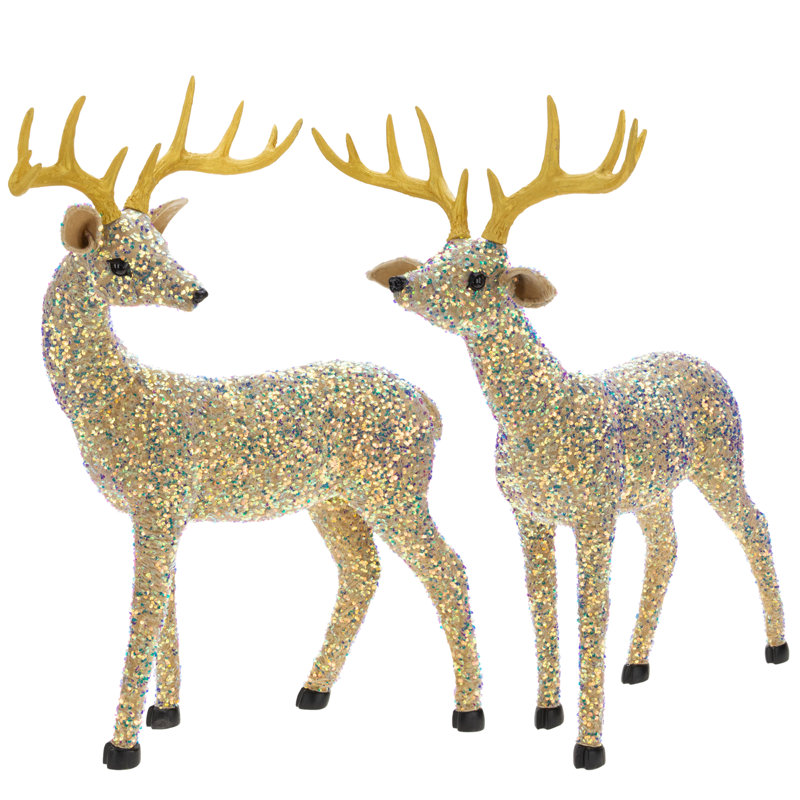 Sparkling Deer - 33-36 Inches Set Of 2, Gold