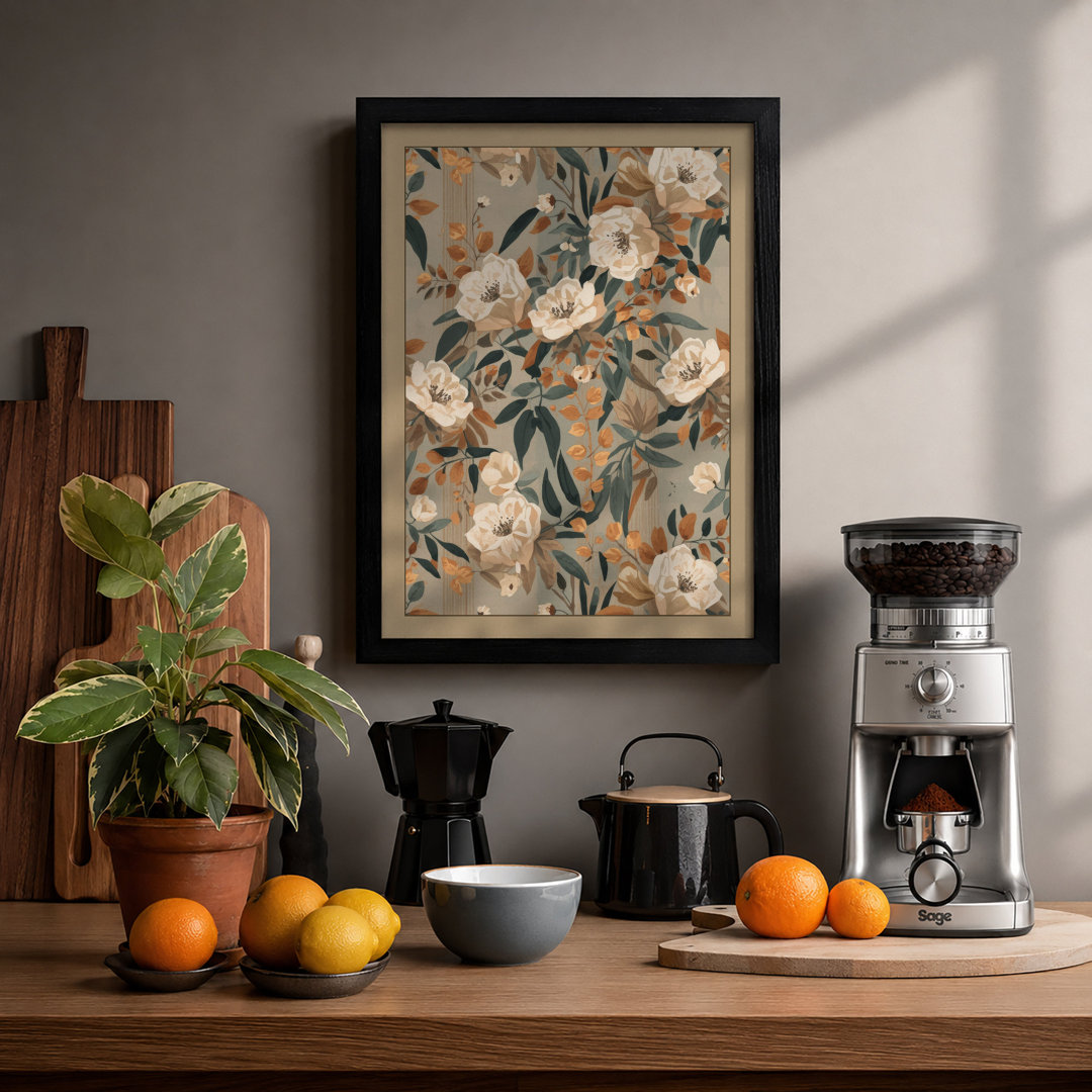 Blooms on Warm Earth Botanical - Framed Print