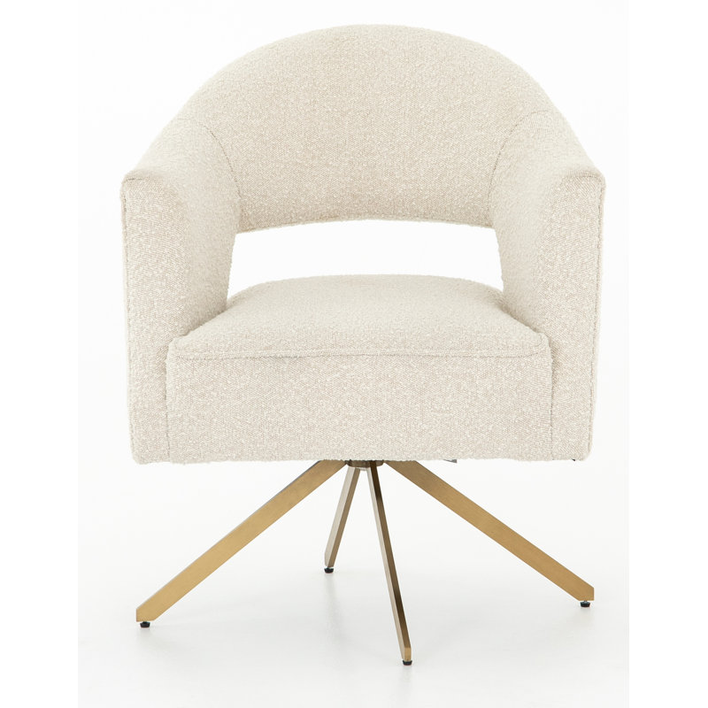 Adara Desk Chairs, Gold, Cream Polyester Blend