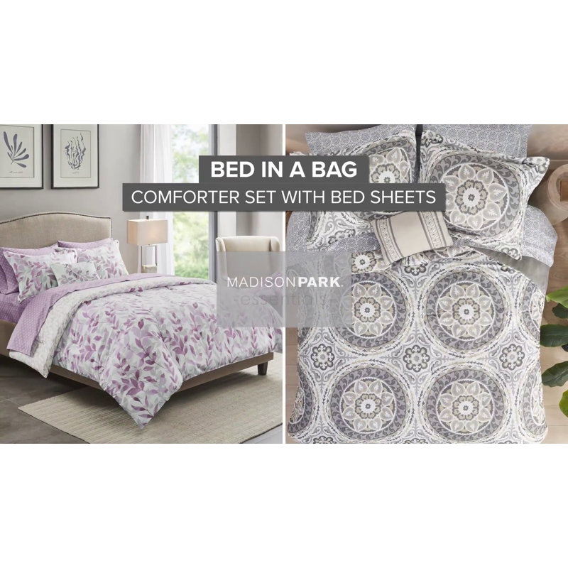 California King Green and Grey Microfiber Bed in a Bag Set