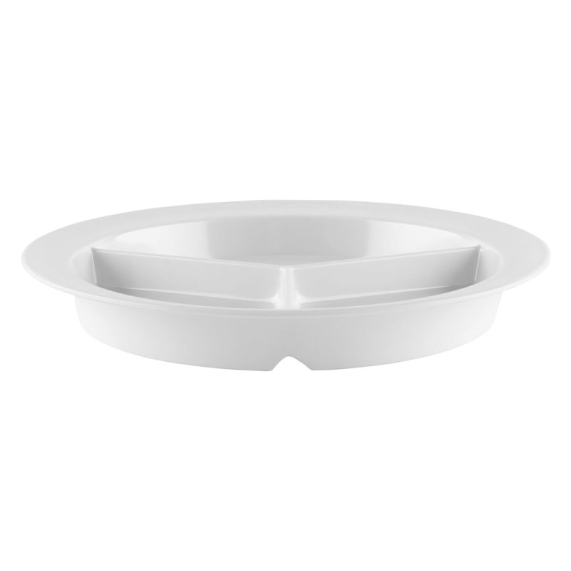 Assiette à 3 compartiments - Assiette plate en mélamine de 9 po allant au lave-vaisselle de qualité commerciale, ensemble de 12