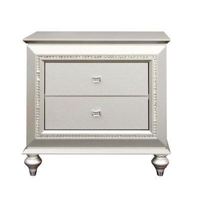Karmila Nightstand, Bed Side Table With Crystal-like Sparkling Trim, Accent Table
