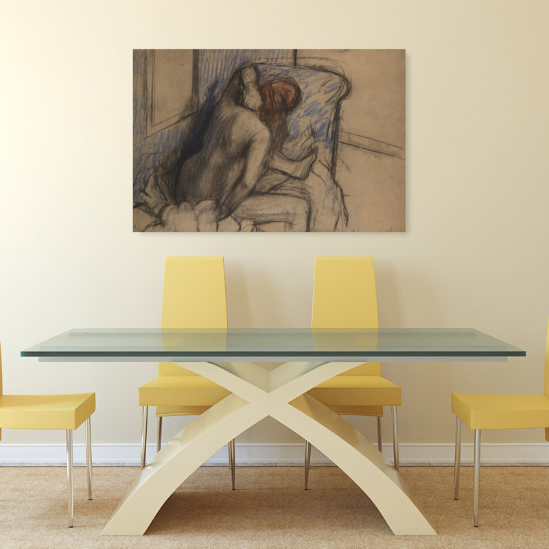 Femme se séchant les cheveux, vers 1902. Estampe d'art mural contemporain abstraite impressionniste., H 32 po x l 48 po