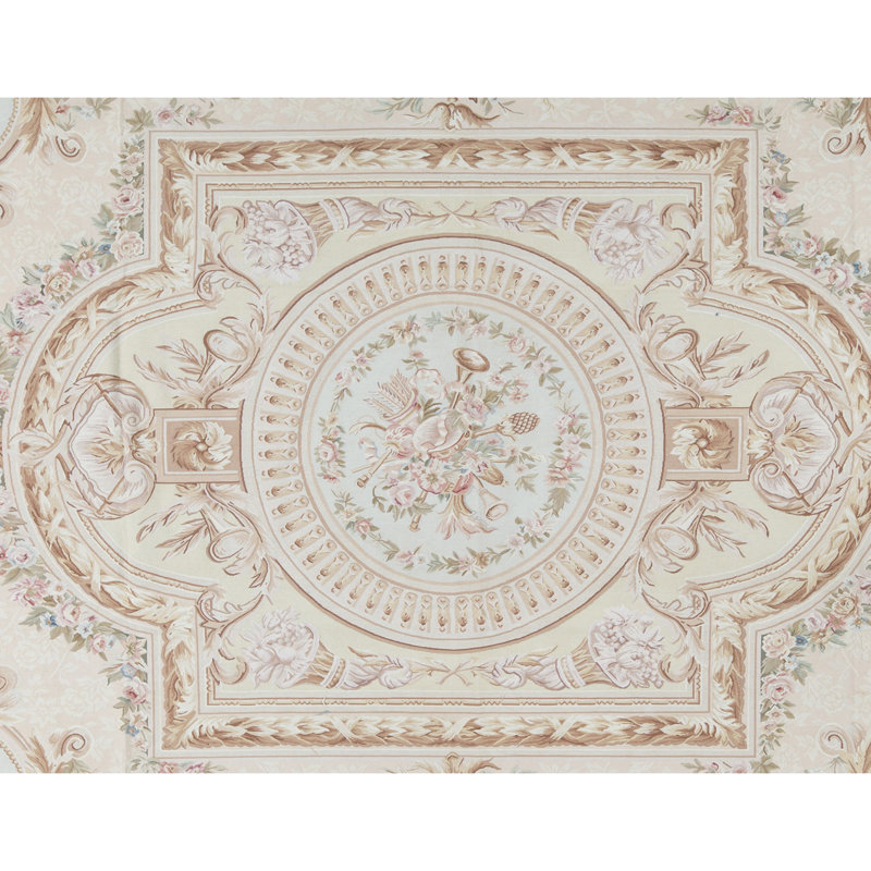 Tapis beige et multicolore de haute qualité noué à la main