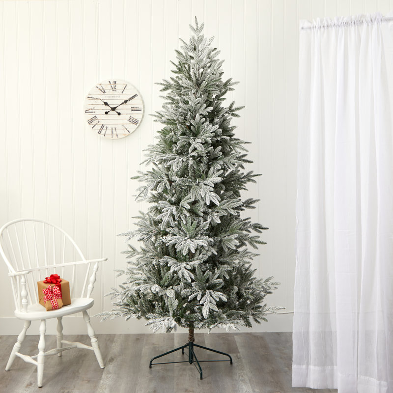 Arbre de Noël artificiel enneigé épinette avec lumières, H 7,5 pi