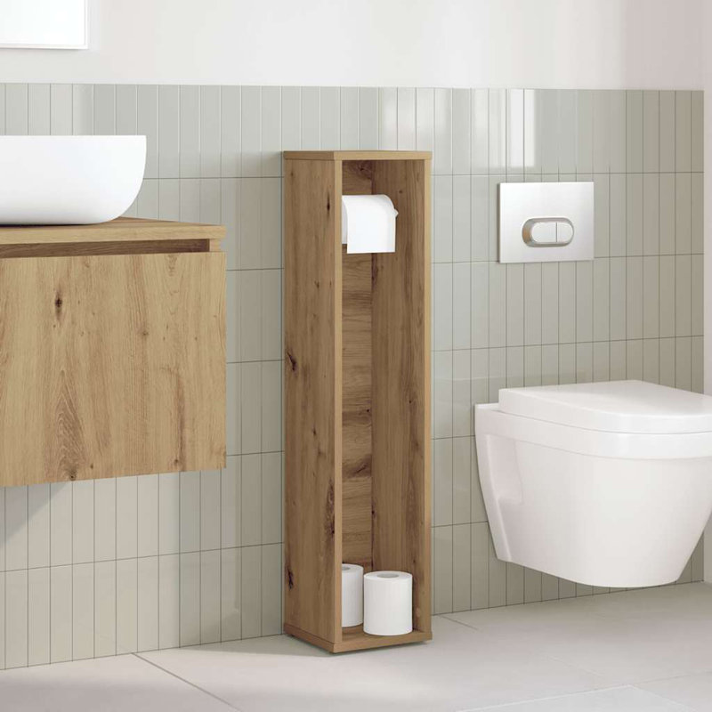 Bathroom Cabinet With Roll Holder 20.5X20x90 Cm, Artisan Oak