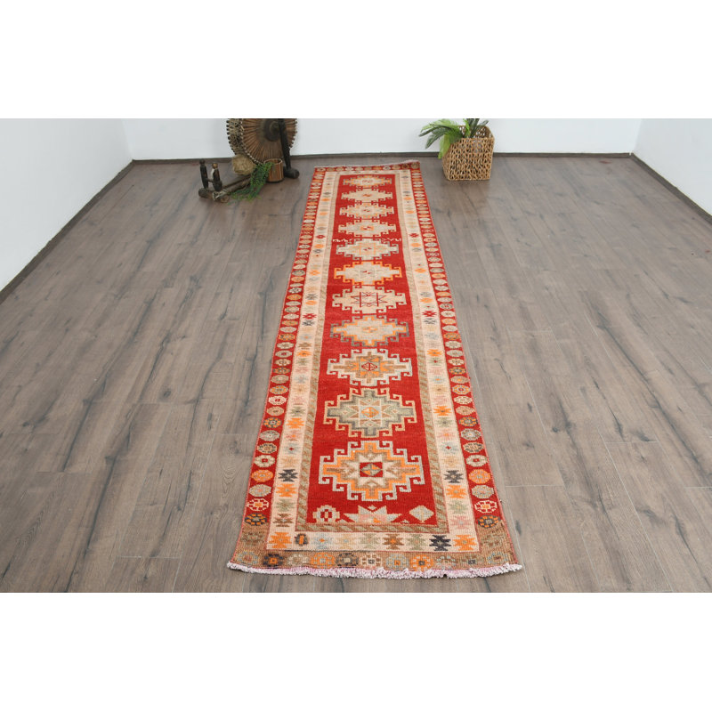 Tapis de couloir en laine rouge Elegant