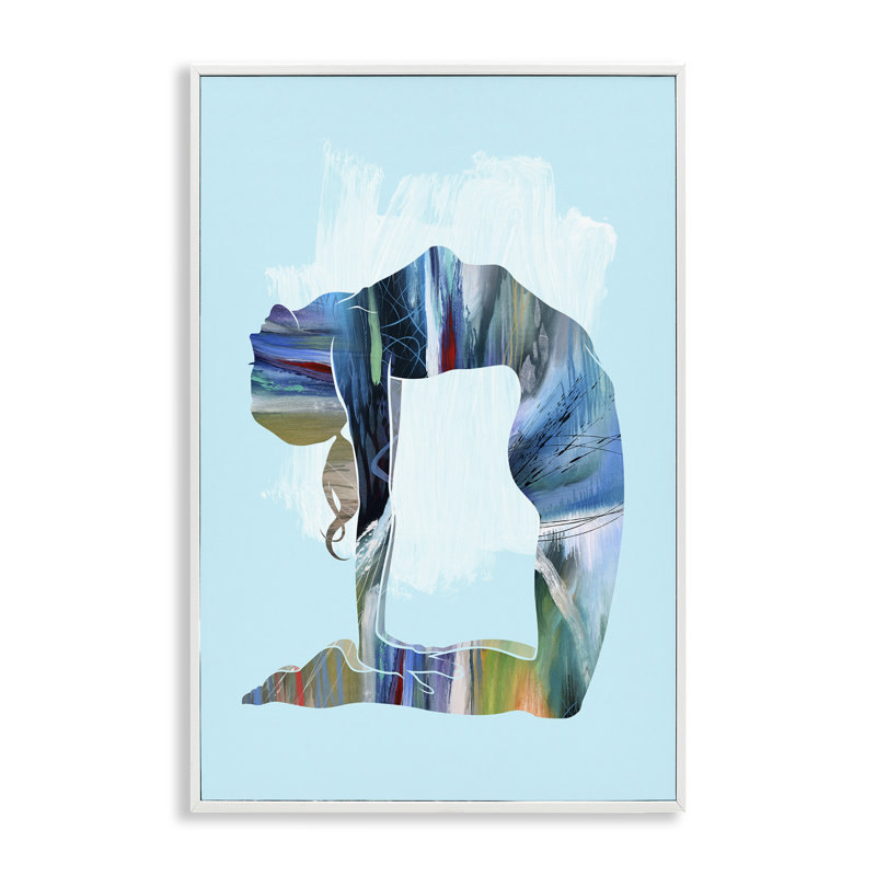 «Powerful Yoga Stretch», estampe numérique encadrée par Tim Parker, H 30 po x l 20 po, Giclée encadrée noir minuit