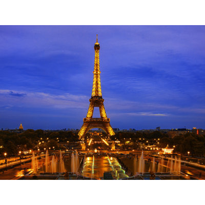 Tour Eiffel la nuit, paysage urbain, fontaines, soir, Paris