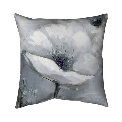 Grayscale Flowers - Floral Poly Twill Throw for Bedroom – Throw Pillow Cover Only, Double-Sided Print, Insert Not Included