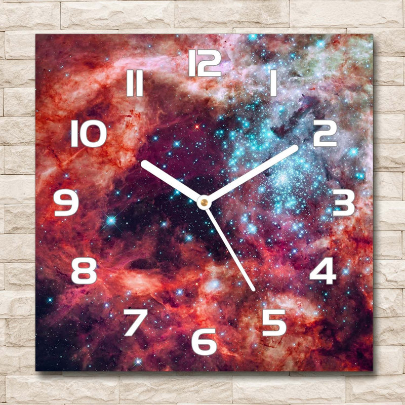 Idelfonso Glass Wall Clock, White/Red/Purple