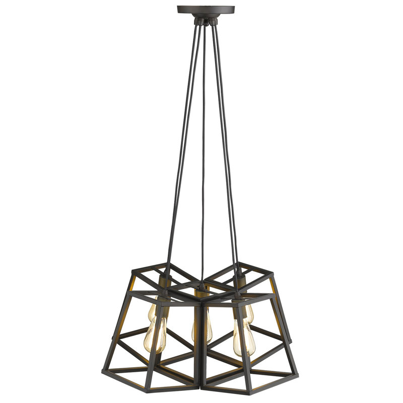 Luminaire suspendu géométrique 5 lumières grappe Venetta