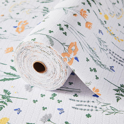 Tablette et doublure de tiroir pour armoire de cuisine non adhésive, antidérapante, étagère en papier imperméable et lavable pour commode garde-manger doublure de protecteur de salle de bain (floral)