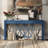 Acacia Veneer Console Table With 4 Spacious Drawers, Modern Crisscross Design Entryway Table With Open Bottom Storage,Farmhouse Sofa Table For Living Room,Kitchen,Dining Room,Hallway-1874741267
