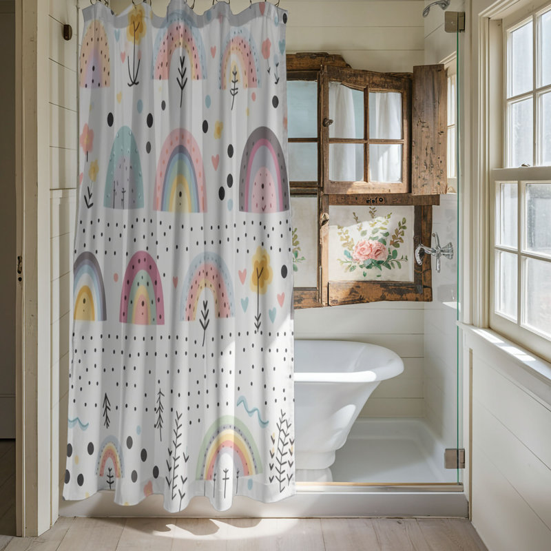 Light Rainbow Textures - Rideau de douche Premium, H 74 po x l 71 po