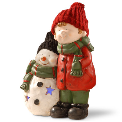 15 po Décoration garçon et bonhomme de neige éclairé