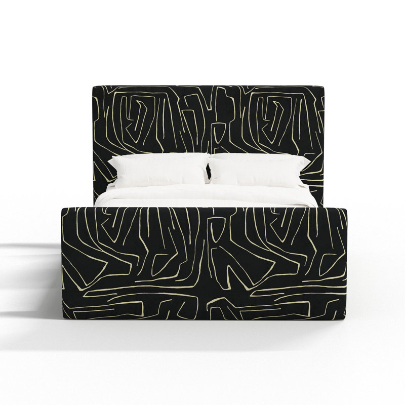 Upholstered Bed, Graffito Onyx Beige, Queen