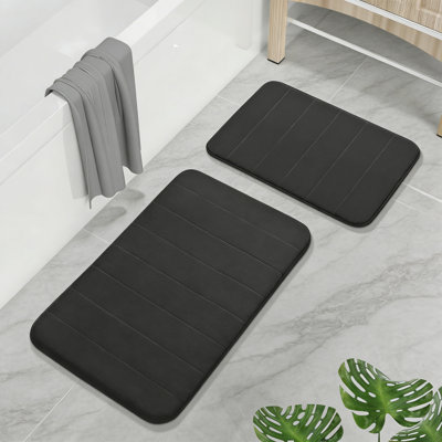 Memory Foam 2PC Bathroom Rug Set Super Soft Absorbent Quick Dry Non Slip Machine Washable