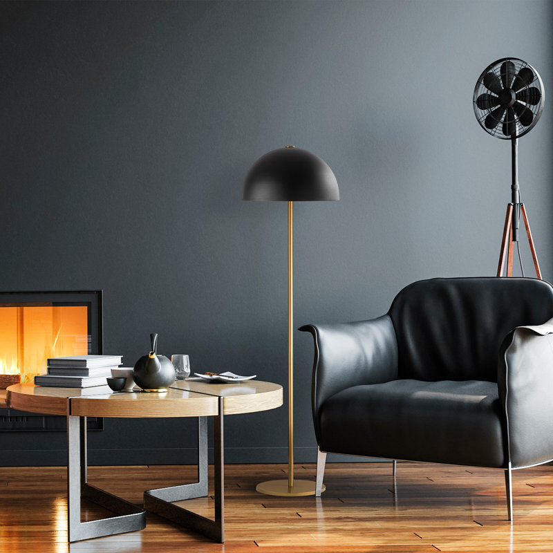 Modern Floor Lamp with Metal Body, Gold Finish, 15.7 x 15.7 x 60.6 inches | E27 Socket, Max 40W | Elegant Design for Home, Hotel, & Scandinavian Décor | Durable Base Plate 12.2 x 12.2 x 0.8 inches | 78.7-inch Cord Length