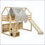 Lit mezzanine simple en bois avec structure de maison, tente, glissade et rangement-1503238069