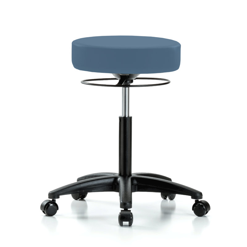 Adjustable Height Lab Stool with Removable Casters/Wheels, Newport Fabric, Black