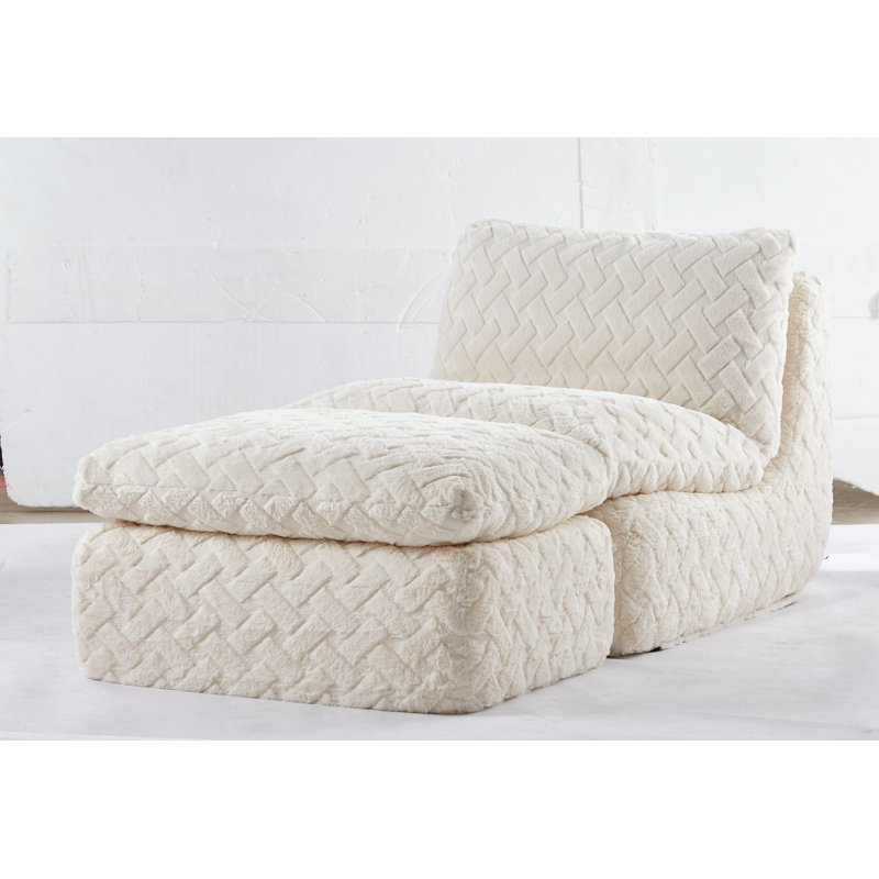 Chaise longue pivotante avec repose-pieds, Blanc