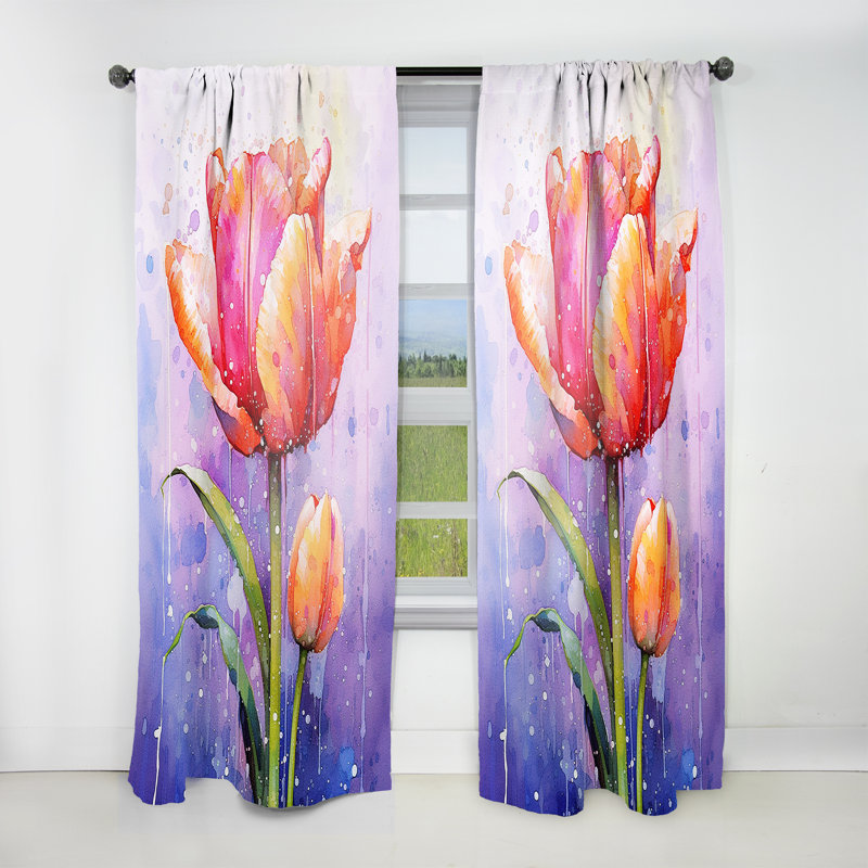 Rodina Purple Tulip Liquid Drip Dream - Traditional Velvet Curtain - Room Darkening - 1 Panel, 52" W x 95" L