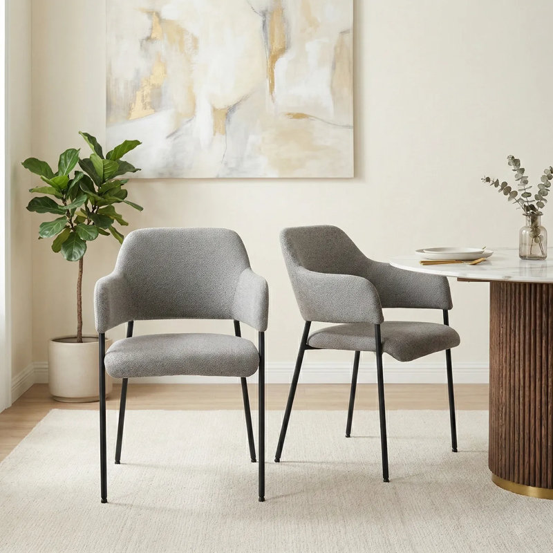 Candice Set of 2 Fabric Dining Chairs, Dark Grey