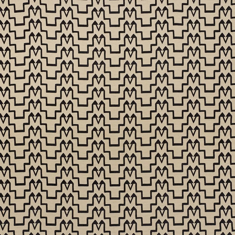 Schumacher x David Kaihoi Turkish Step Fabric, Black/Gray