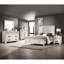 Grand lit à panneau contemporain, tête de lit à persiennes en bois, ton beige, sommier tapissier nécessaire, lit simple à assemblage simple avec finition et essentiel de chambre à coucher, nécessaire