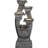 40.5" Modern Water Fountain with LED Lights, Four-Column Bowls Cascading Waterfall Decor, Weather-Resistant Resin Outdoor Feature