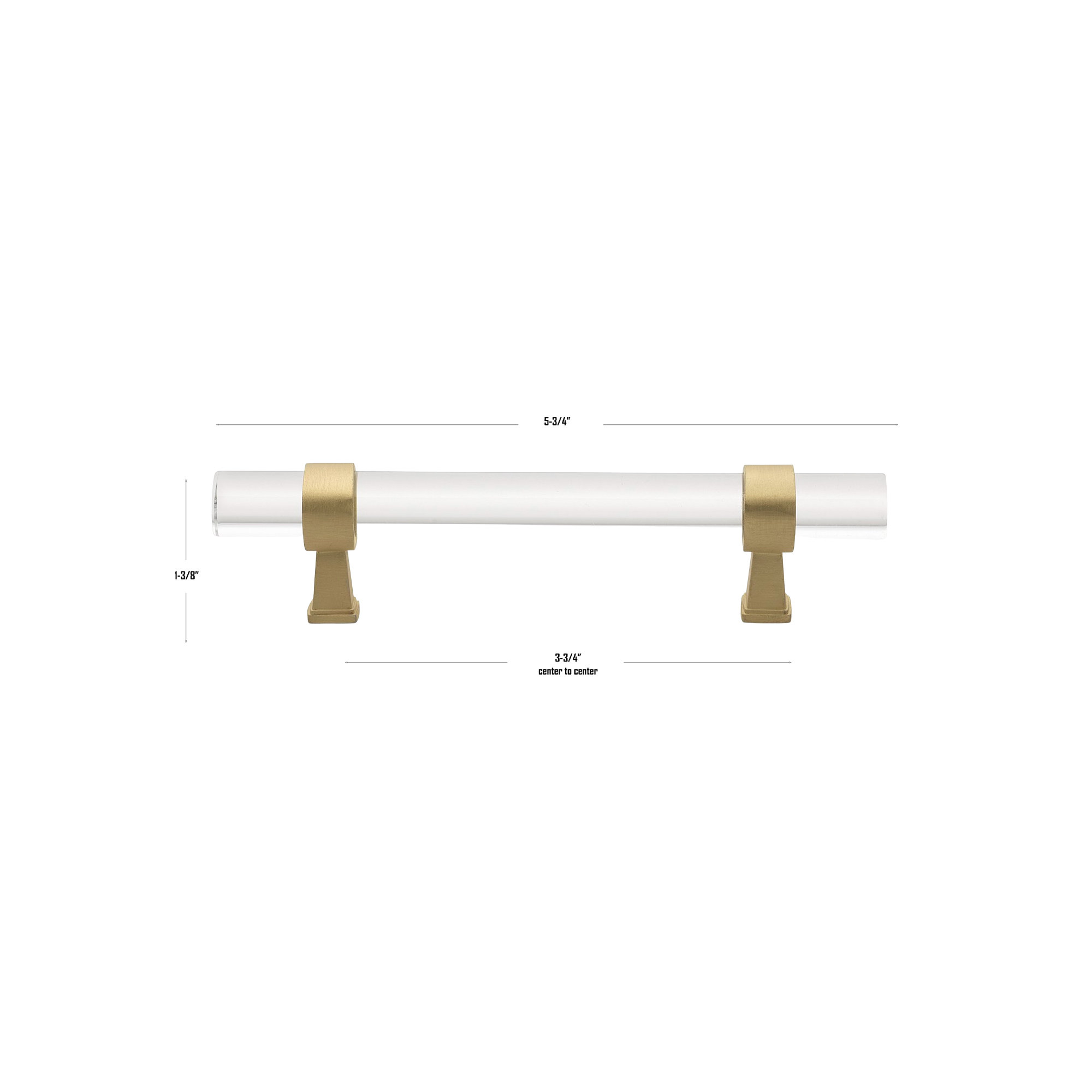 Center to Center Acrylic Bar Pull, 3.75", Satin Gold