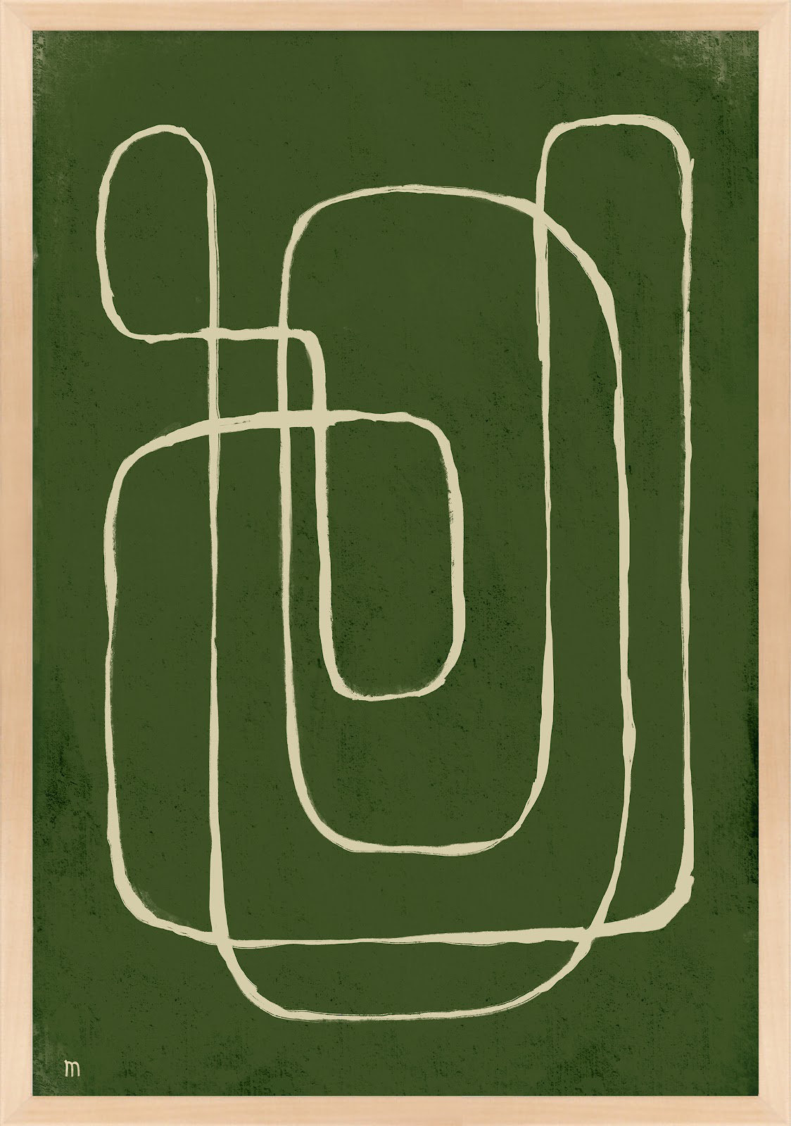 Line Works 2 Painting, Maple Framed Paper, 30" H x 21" W x 1.25" D