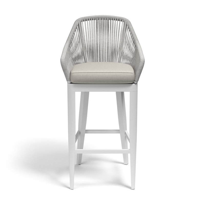 Miami Outdoor Bar Stool, Echo Ash Sunbrella®, White