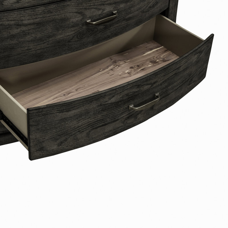 Ensemble de chambre à coucher avec rangement Drelan, Très grand,  Ensemble de 4 pièces : lit, miroir, commode, c, Brun foncé