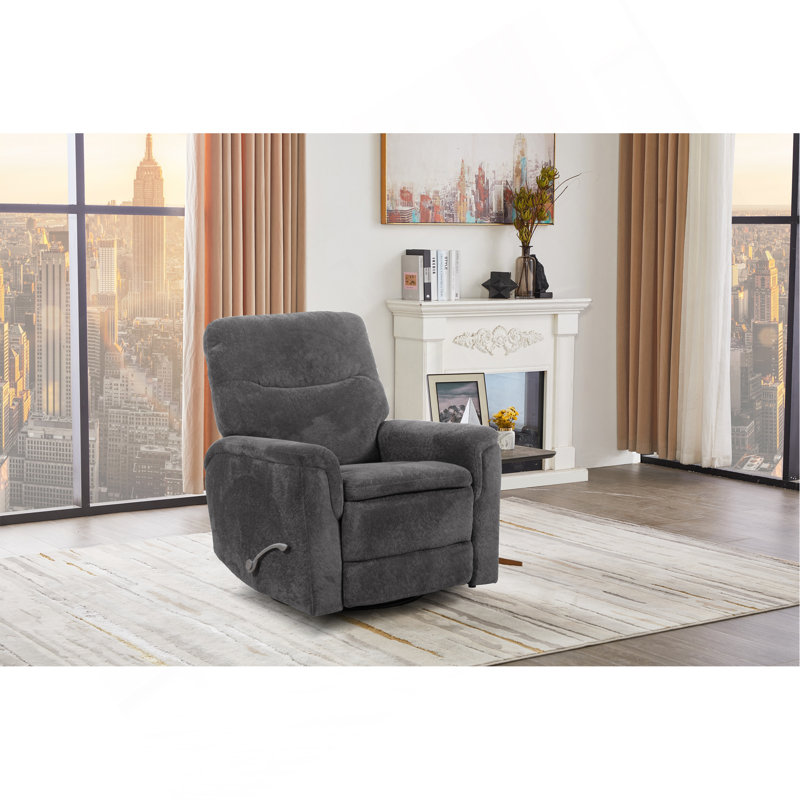 Man Wah Cozy Upholstered Swivel Recliner, Gunmetal