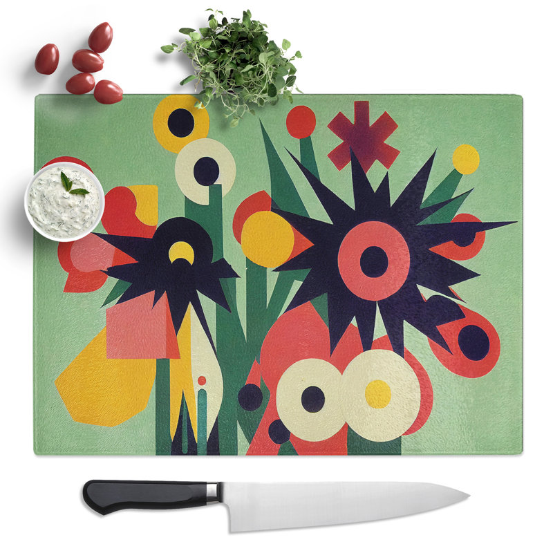Boundless Abstract Flowers  Glass Chopping Board