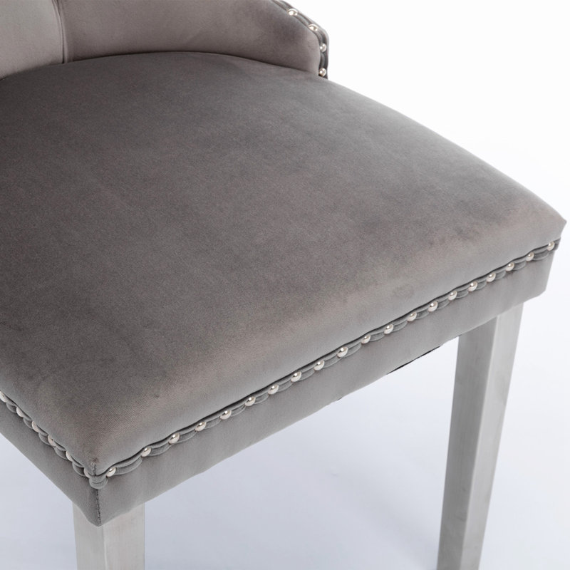 Gigee Dining Chair, Gray, Chrome