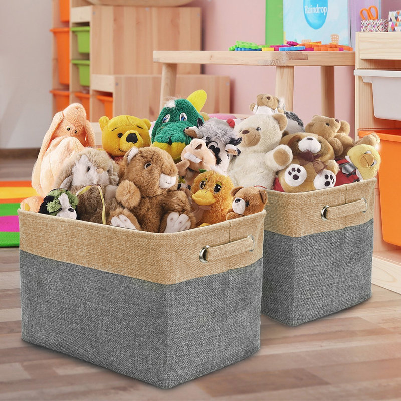 Sorbus Fabric Cubby Organizer with Handles in Gray