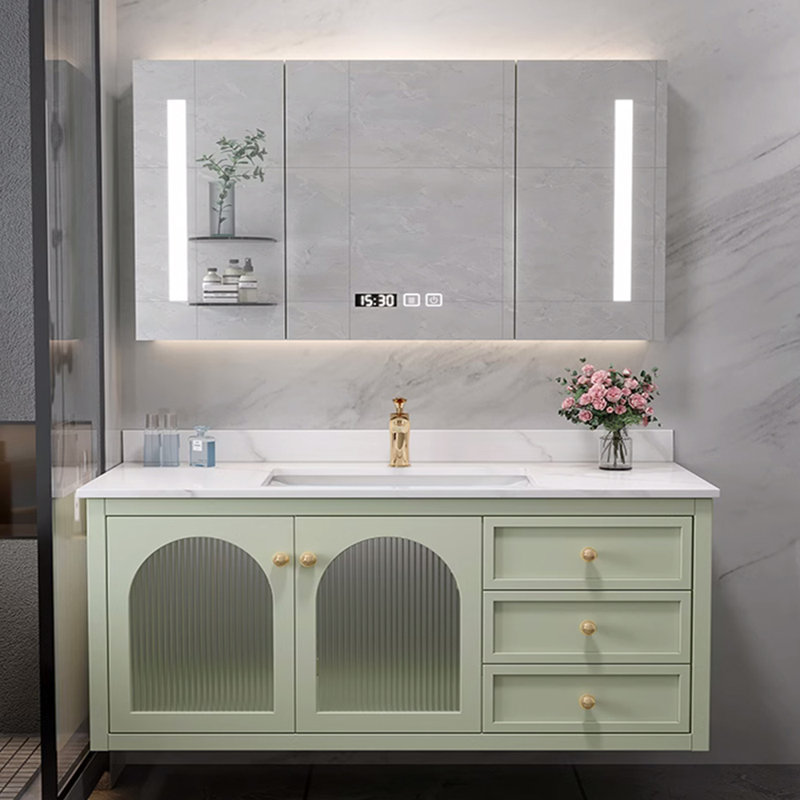 Light luxury modern simple bathroom cabinet, 19.7" H x 55.1" W x 21.7" D, Green