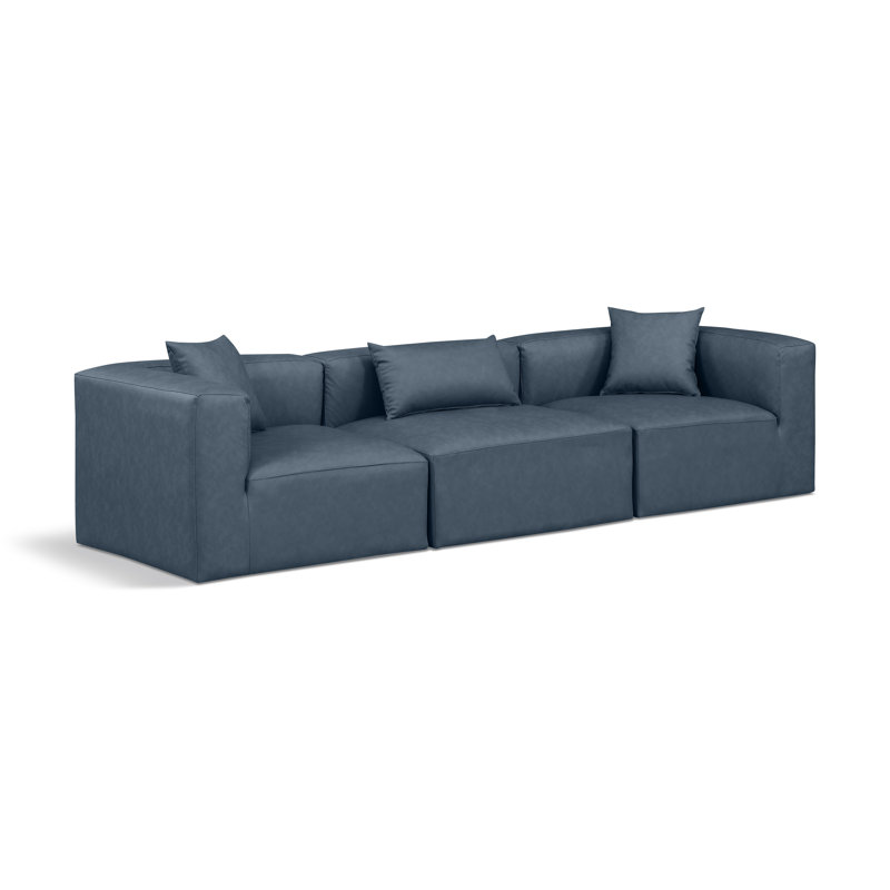 Houswerth Upholstered Sectional Reversible, Navy Vegan Leather