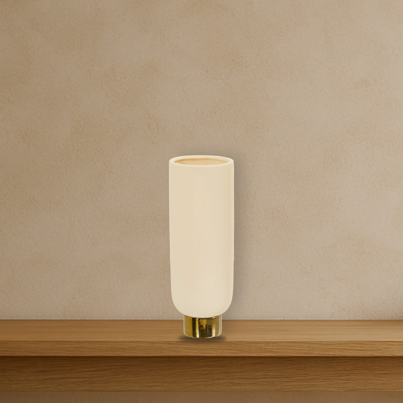 Elegance Ceramic Cylinder Vase with Gold Accents