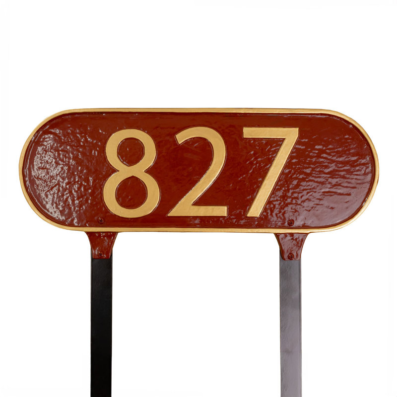 Plaque d’adresse pour pelouse sur 1 ligne oblongue, Bleu de mer / Argent